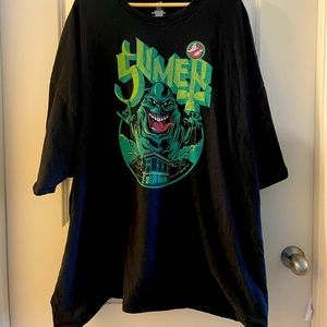 Ghostbuster Slimer Ghost Band Logo Mashup Shirt